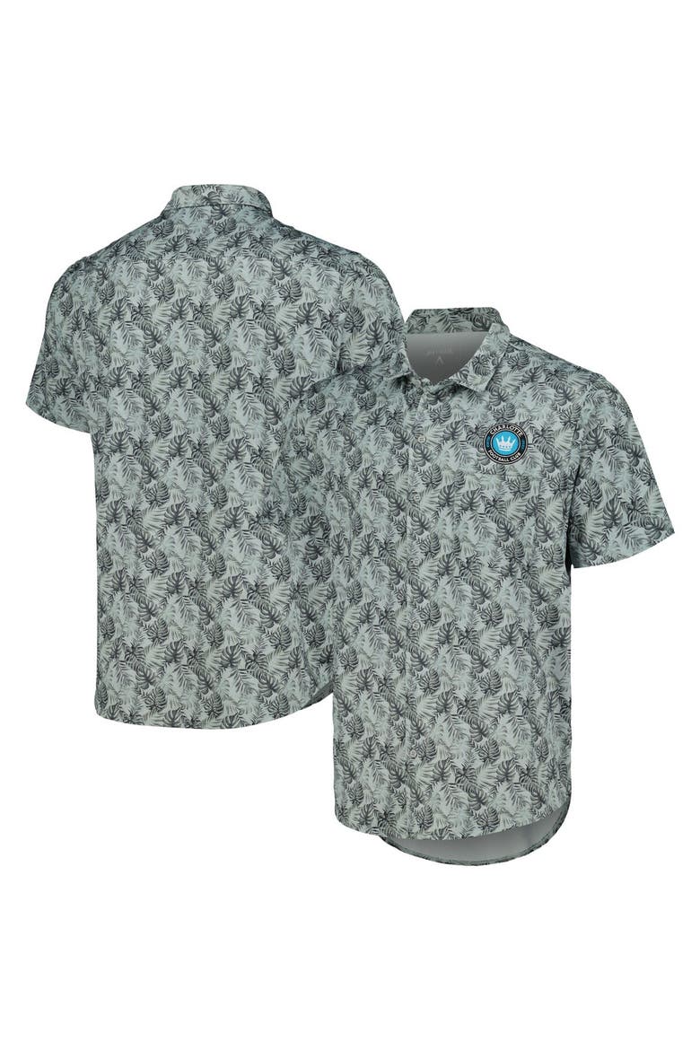 Men's Antigua Black Charlotte FC Resort Button-Up Shirt, Main, color, Black