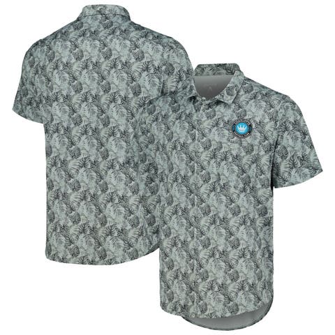 Men's Antigua Black Charlotte FC Resort Button-Up Shirt