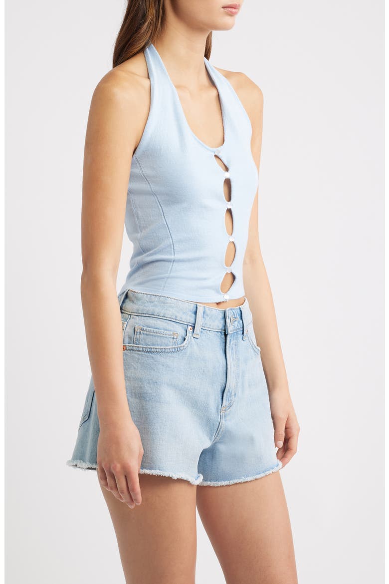 Melina Cutout Halter Top, Alternate, color, BLUE