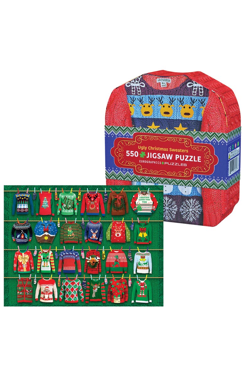 Eurographics Puzzle Tin Ugly Christmas Sweaters 550 Piece, Alternate, color, Multicolored