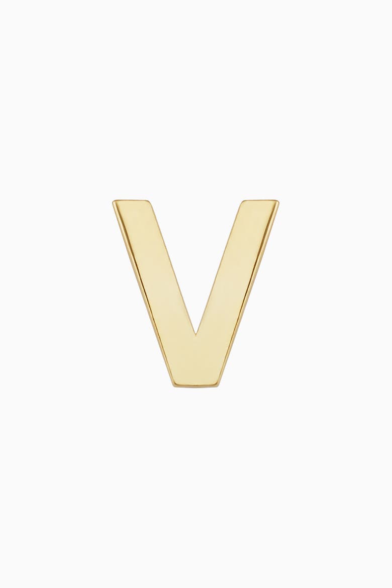14K Gold Initial Reaction Single Stud, Main, color, Letter V