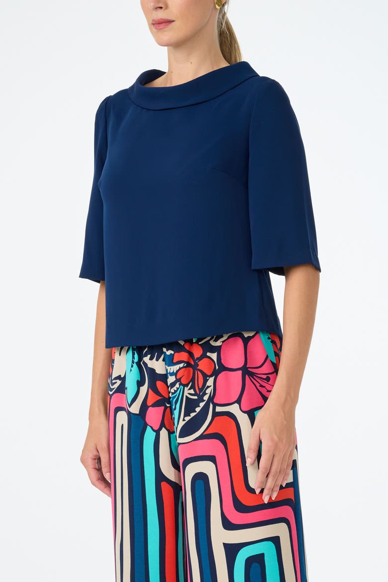 Kailee Folded Neckline Top, Alternate, color, Ink
