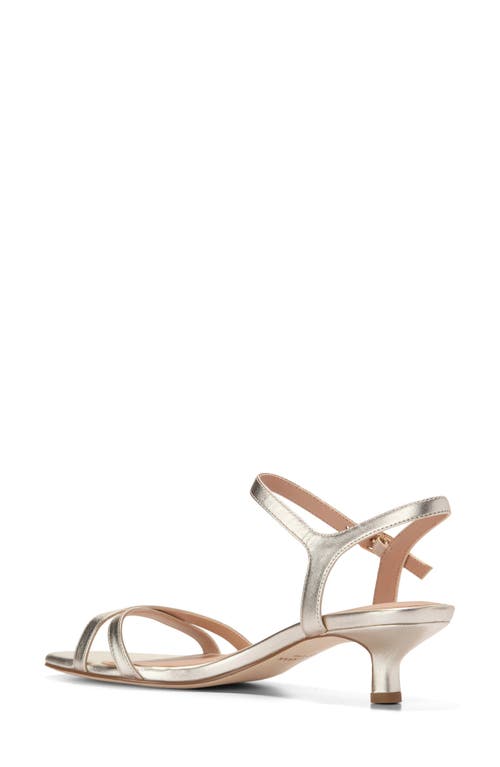 Cole Haan Leni Kitten Heel Sandal In Soft Gold Leather