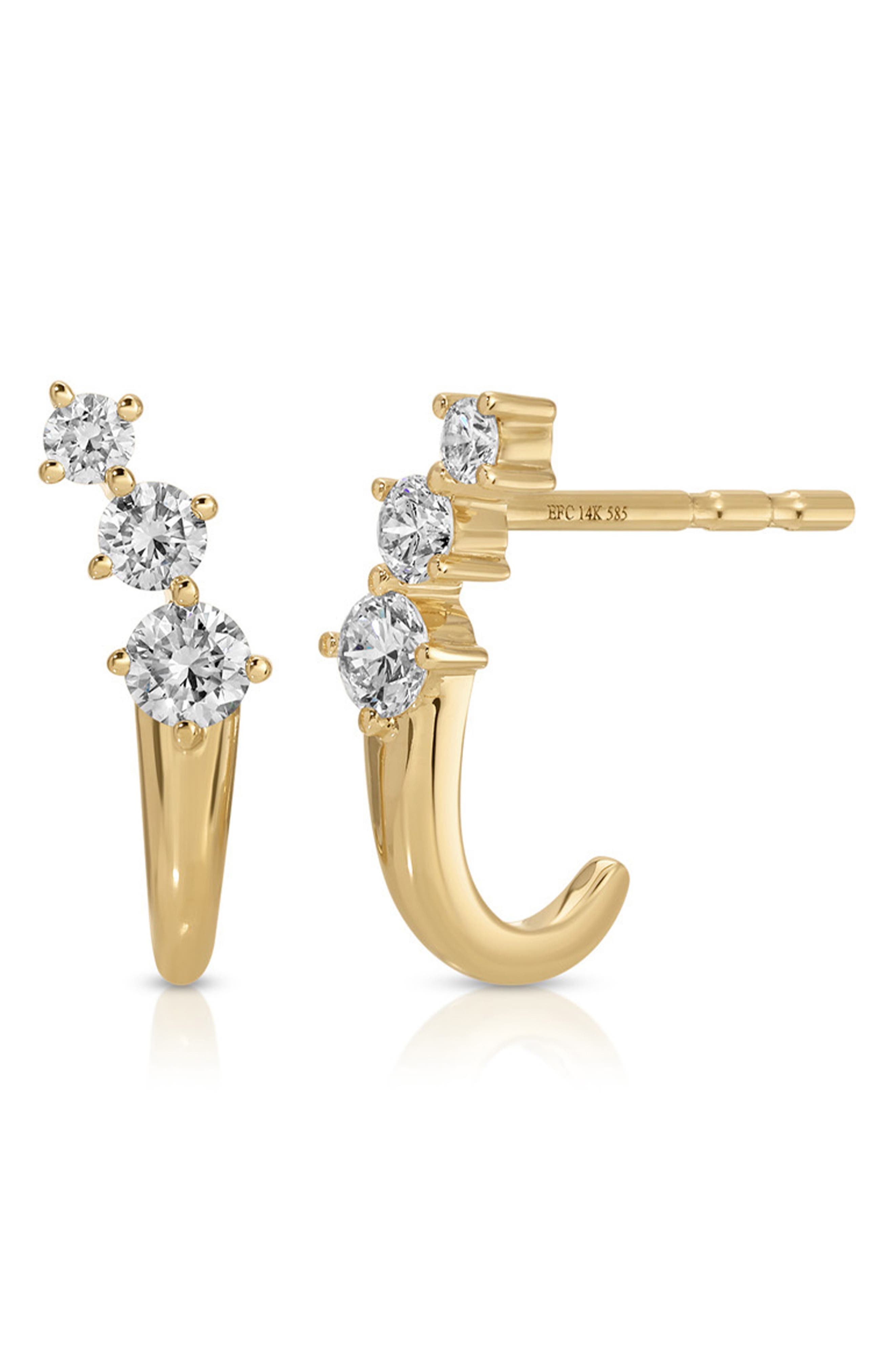 EF Collection Leila Huggie Hoop Earrings in 14K Yellow Gold at Nordstrom