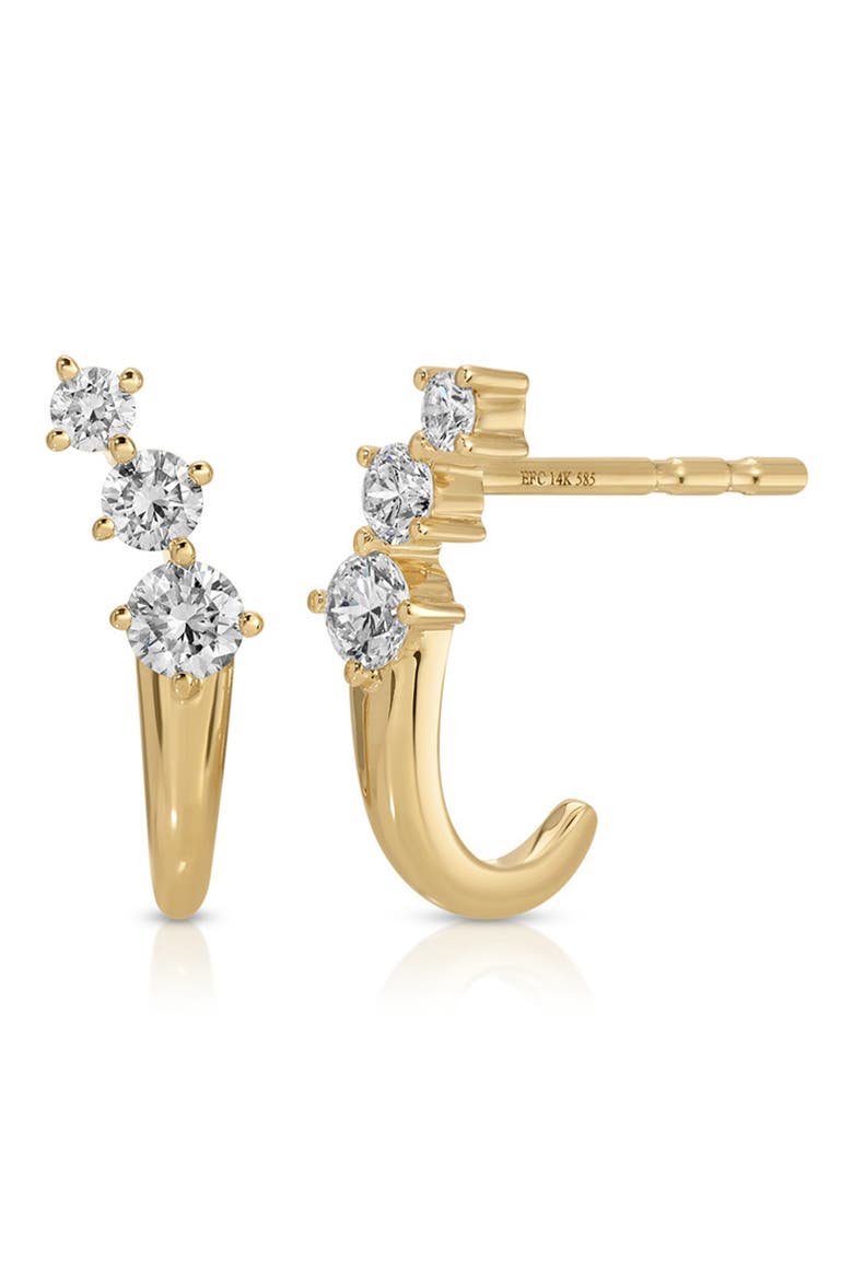Leila Huggie Hoop Earrings, Main, color, 14K YELLOW GOLD