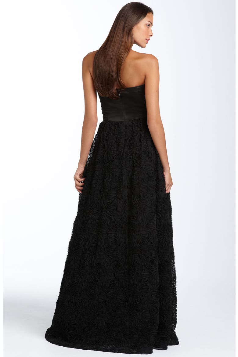 Strapless Rosette Ball Gown, Alternate, color, BLACK