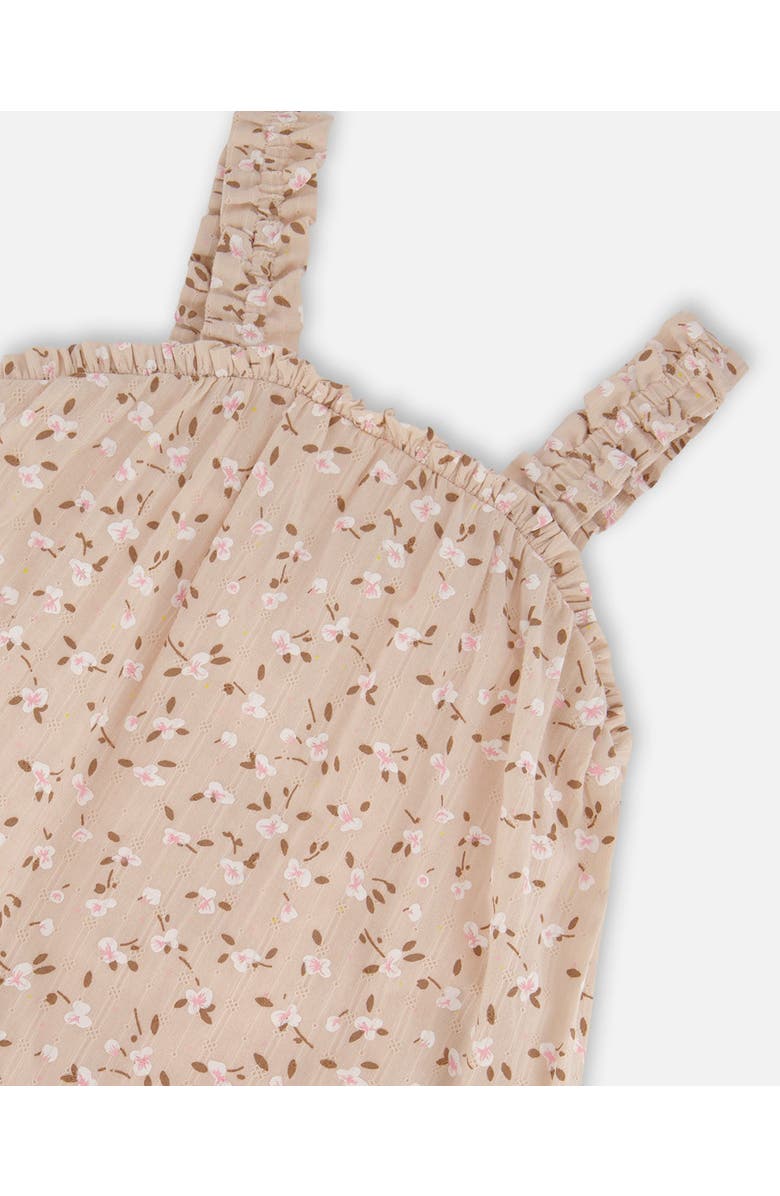 Deux par Deux Girl's Printed Eyelet Dress Beige And Small Flowers, Alternate, color, Beige And Small Flowers