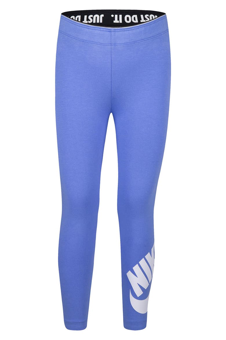 Kids' Swoosh Logo Leggings, Main, color, NIKE POLAR