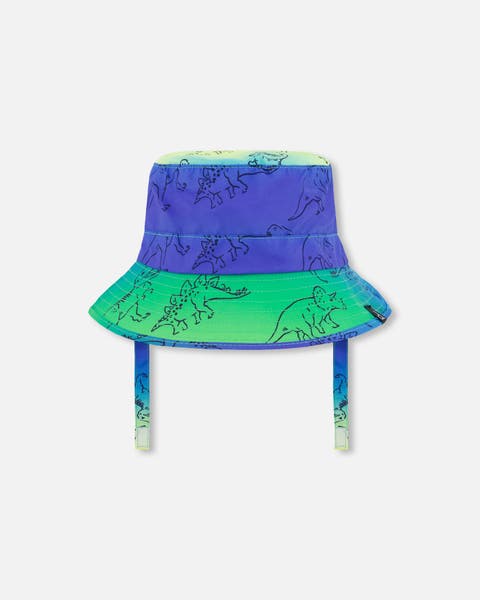 Baby Boy's Printed Beach Hat Vibrant Blue And Green Dino
