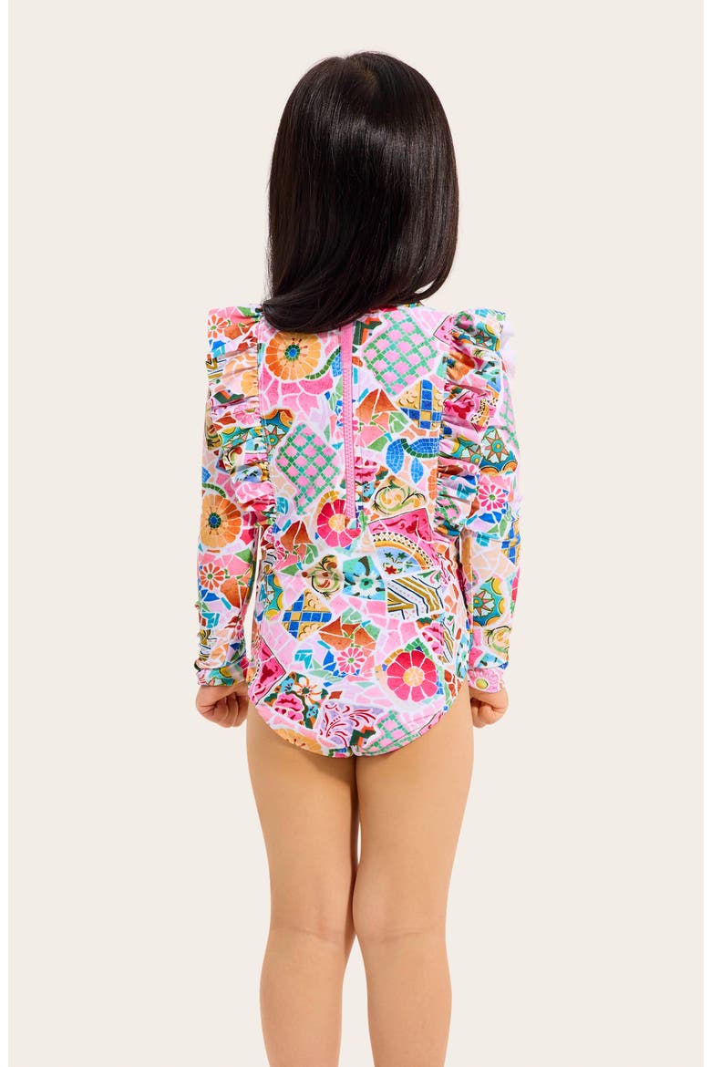 Kids' Beach Boheme Long Sleeve One-Piece Rashguard Swimsuit, Alternate, color, BEACH BOHEME
