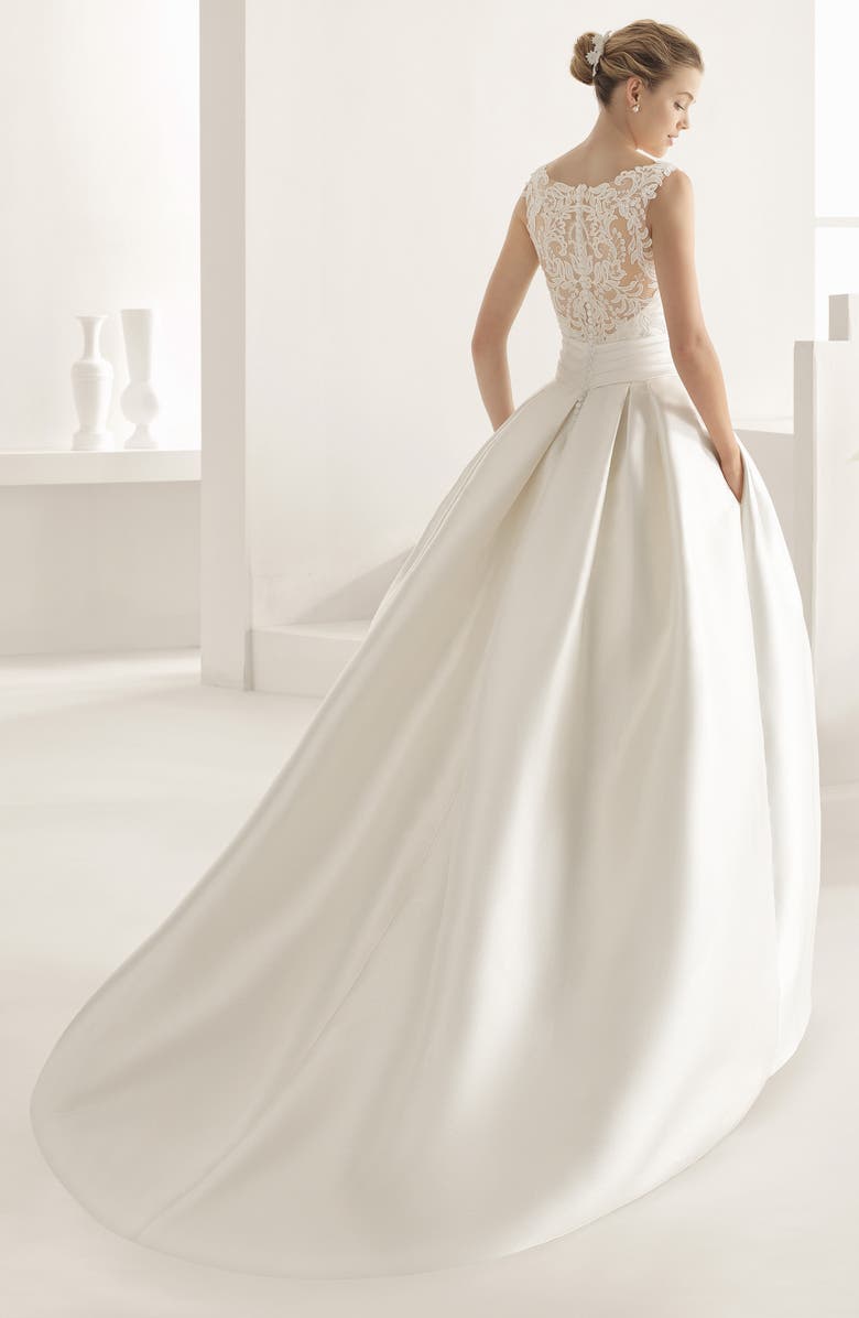 Rosa Clará Ordesa Lace & Mikado A-Line Gown, Alternate, color, 