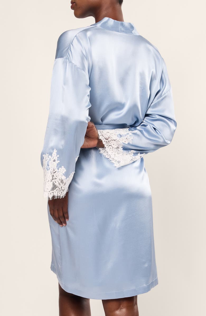 Petite Plume Periwinkle Lace Mulberry Silk Robe, Alternate, color, 