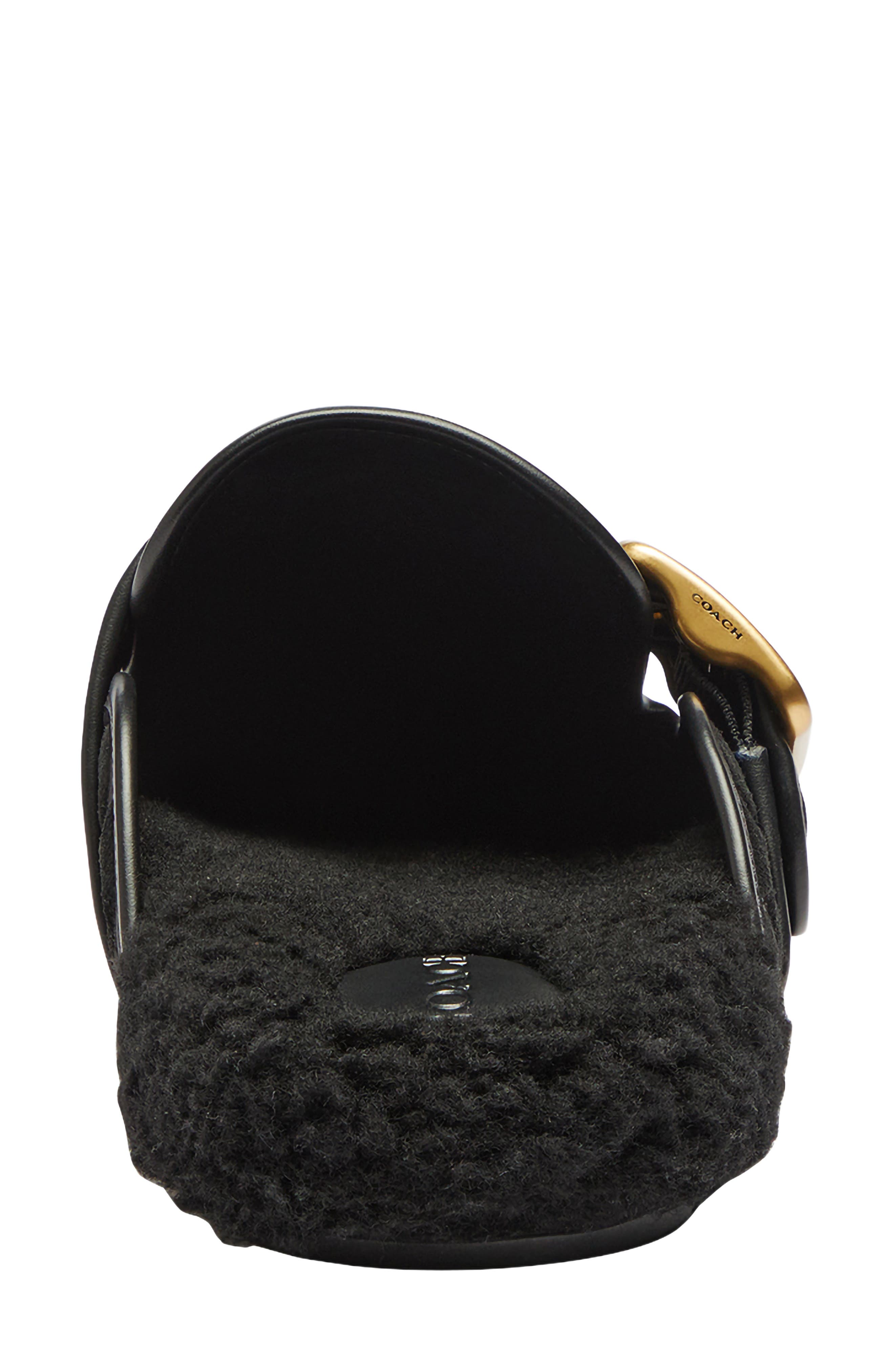 Archival Buckle Embossed Suede Clog, Alternate, color, BLACK