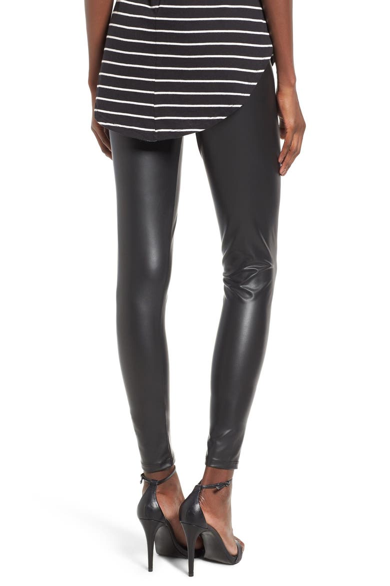 Faux Leather Leggings, Alternate, color, BLACK