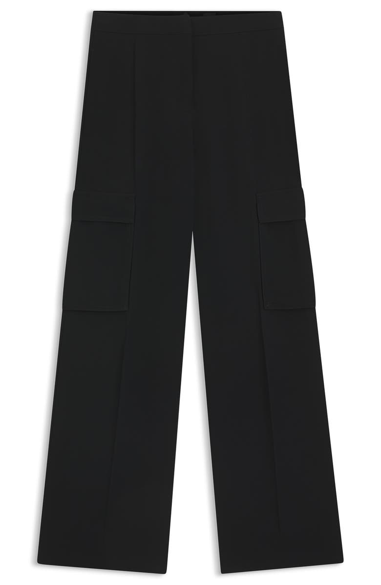 BOSS Tianamia Wide Leg Crepe Cargo Pants, Alternate, color, Black