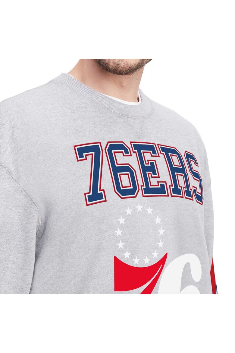 Men's Tommy Jeans Heather Gray Philadelphia 76ers Hayes Crew Neck Pullover Sweatshirt, Alternate, color, Heather Gray