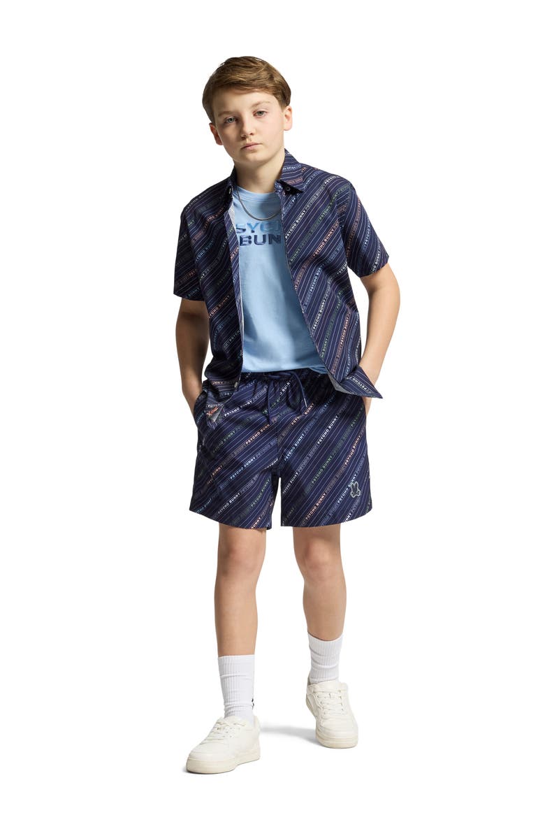 Psycho Bunny Kids' Renmark Swim Trunks, Alternate, color, Evening Blue