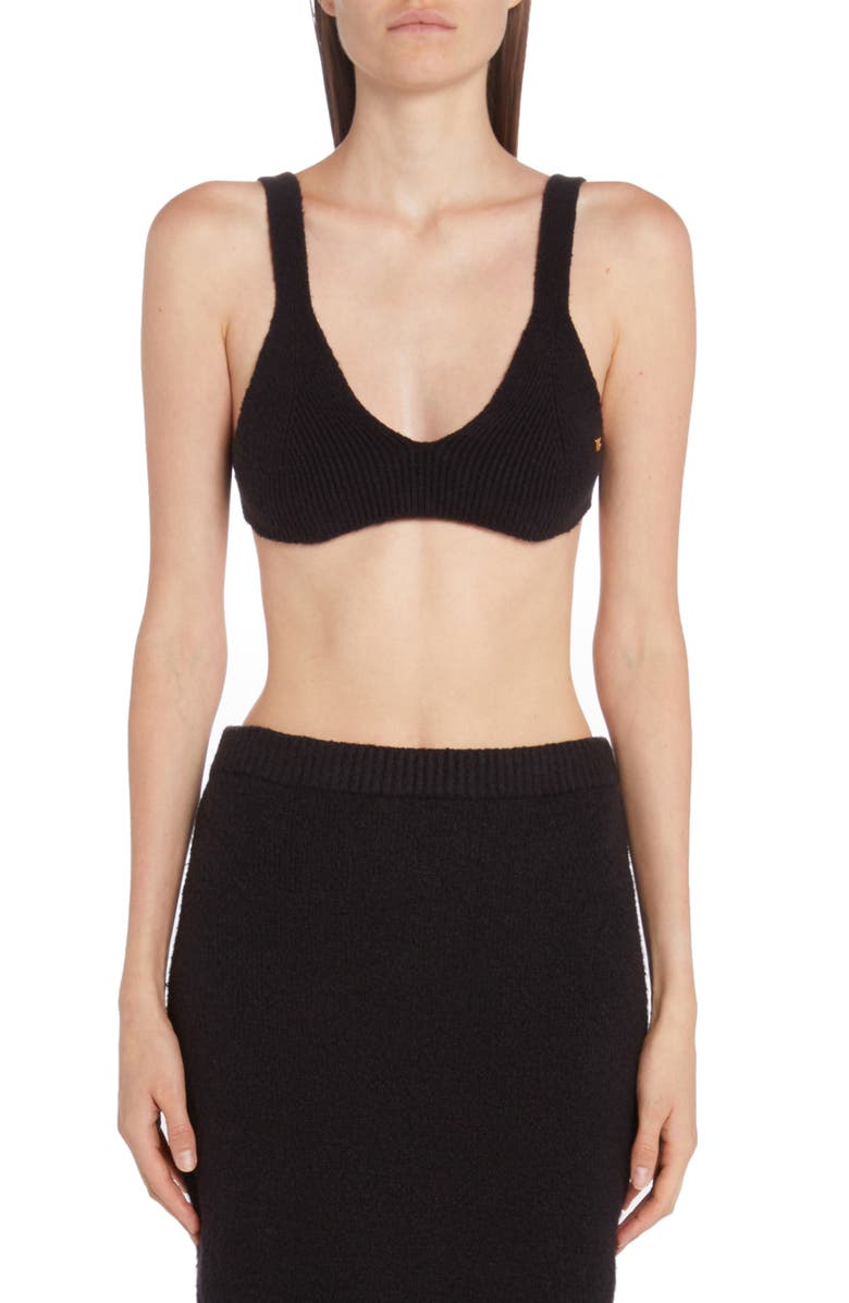 TOM FORD Rib Cotton Blend Bra Top, Main, color, 