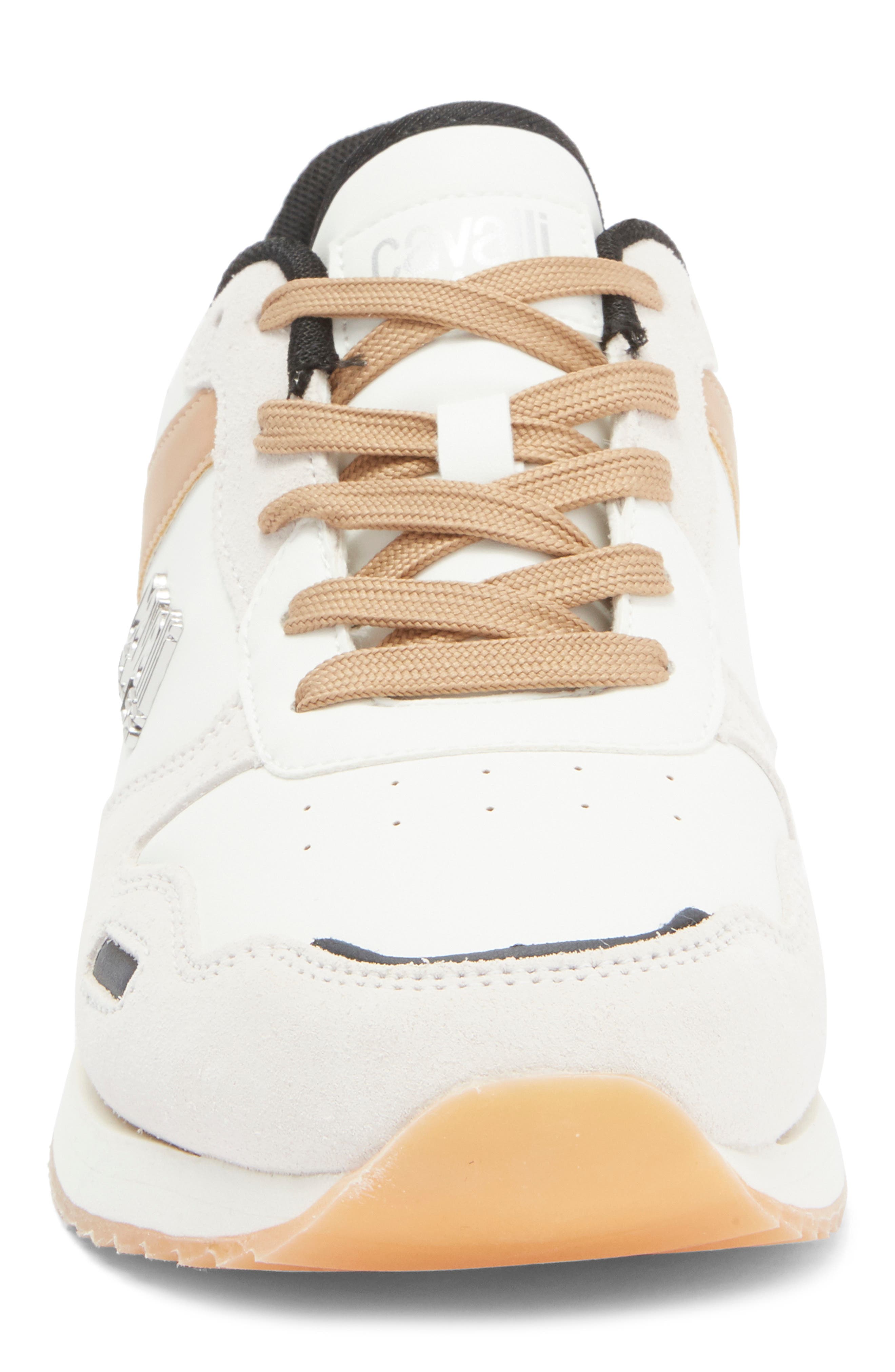 Roberto Cavalli Low Top Runner Sneaker, Alternate, color, White/ Natural/ Black