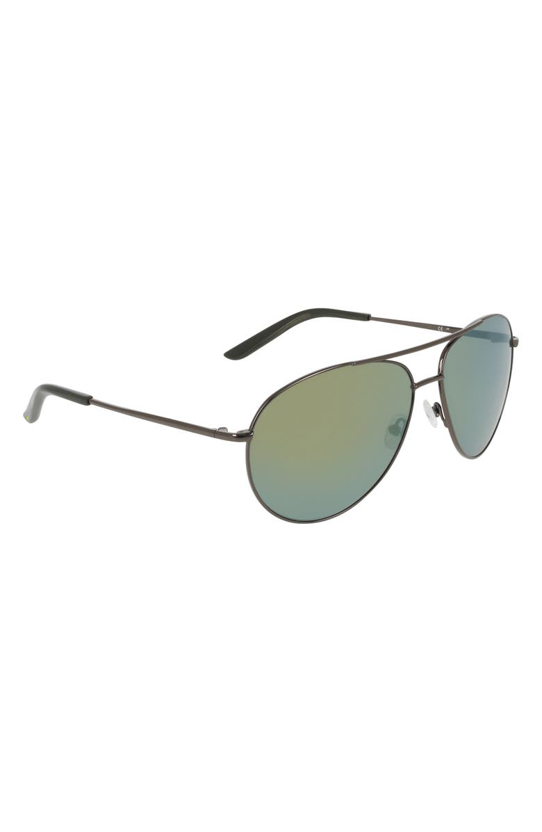 Nike Chance 61mm Mirrored Aviator Sunglasses, Alternate, color, Satin Gunmetal / Yellow Mirror
