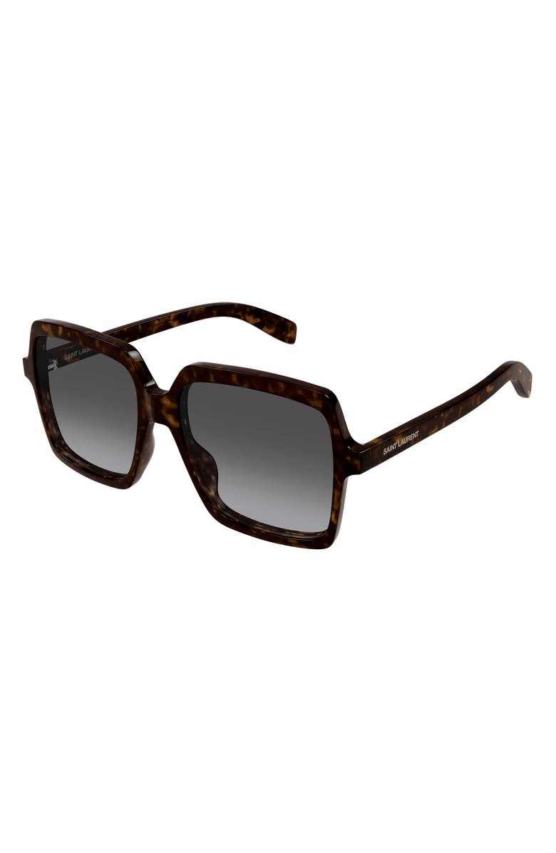 Saint Laurent 56mm Gradient Square Sunglasses, Alternate, color, Havana