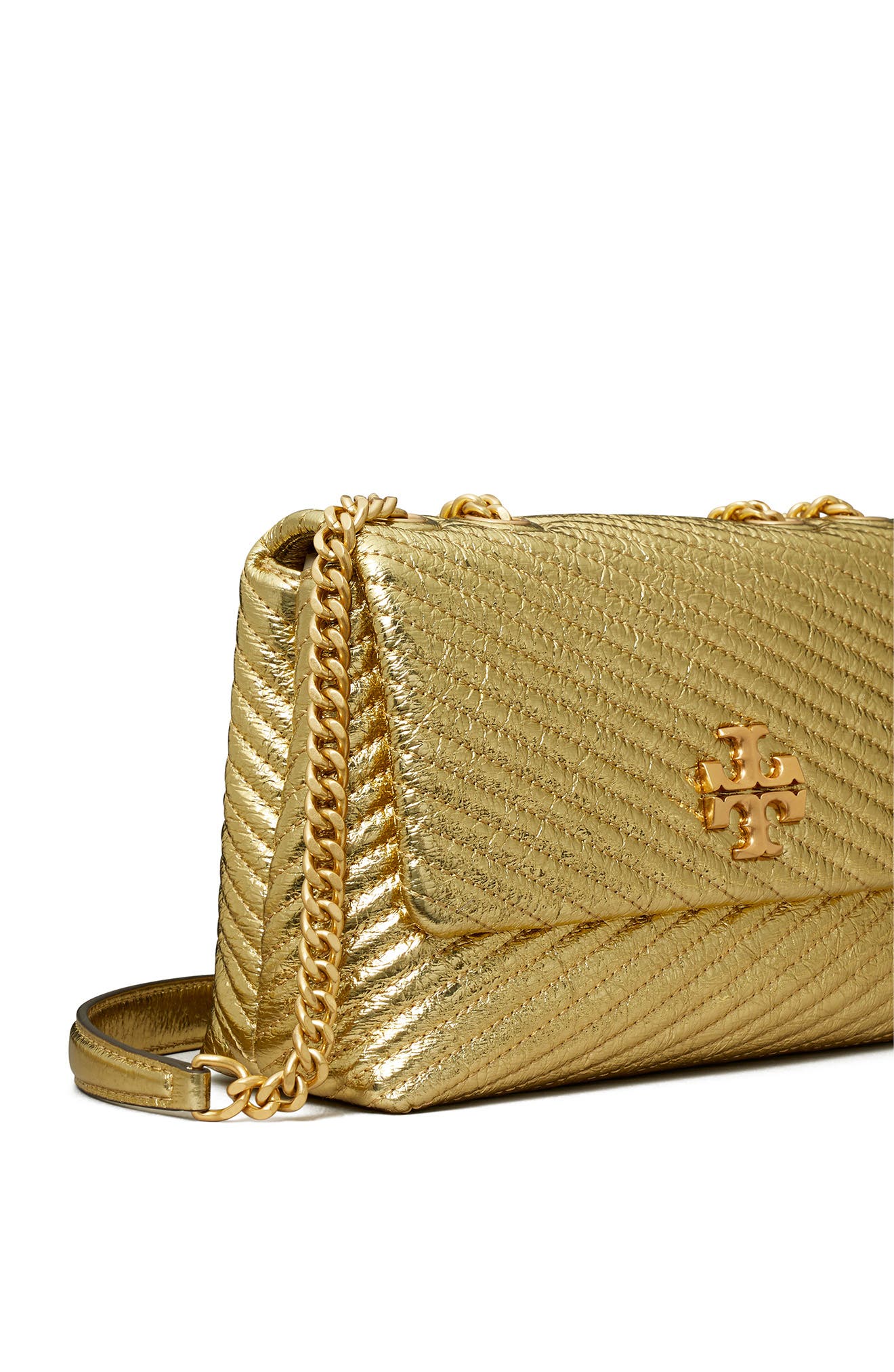 Tory Burch Small Moto Quilted Metallic Leather Convertible Shoulder Bag, Alternate, color, 
