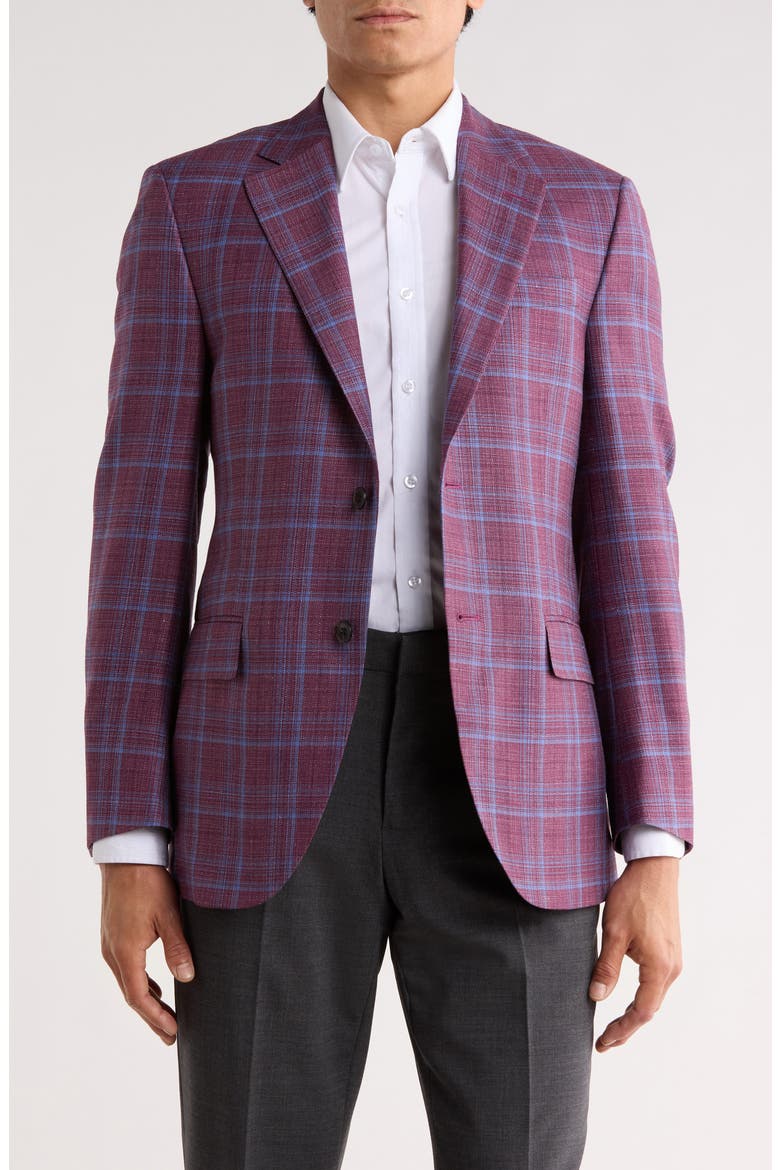 Mauve Plaid Wool Blend Sport Coat, Main, color, PURPLE
