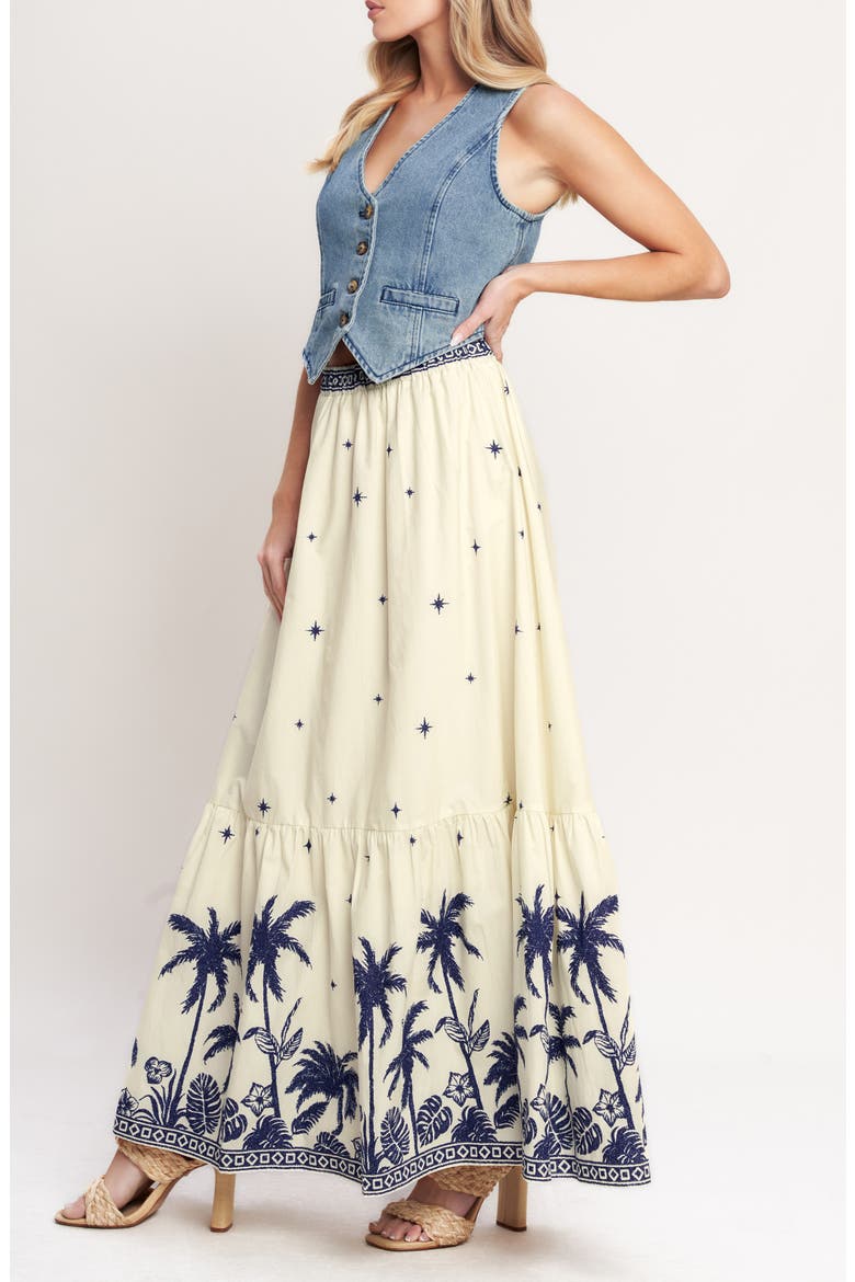Print Cotton Maxi Skirt, Alternate, color, OFF WHITE