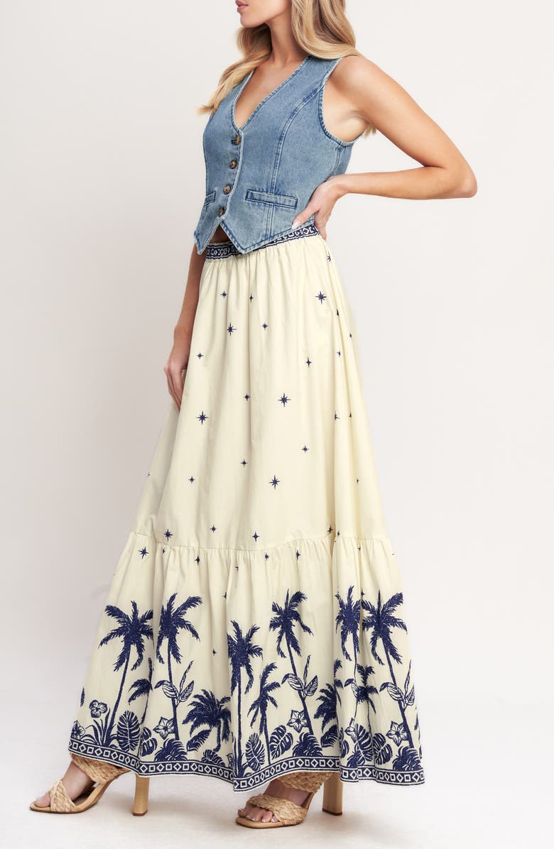FLYING TOMATO Print Cotton Maxi Skirt, Alternate, color, Off White