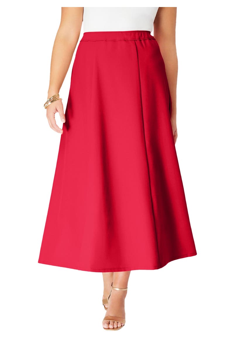 Plus Size Bend Over® A Line Skirt, Main, color, VIVID RED