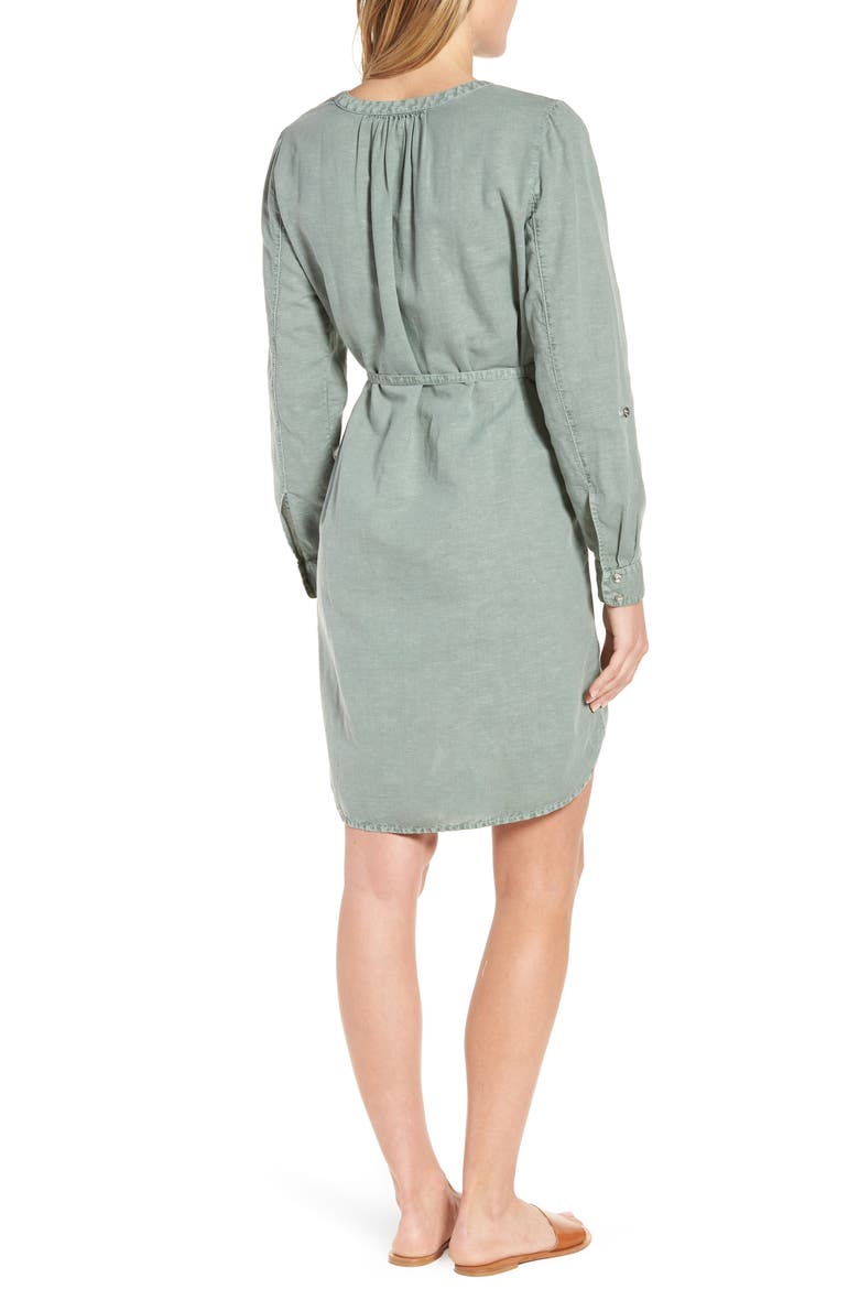 Linen Cotton Shirtdress, Alternate, color, GREEN LILYPAD