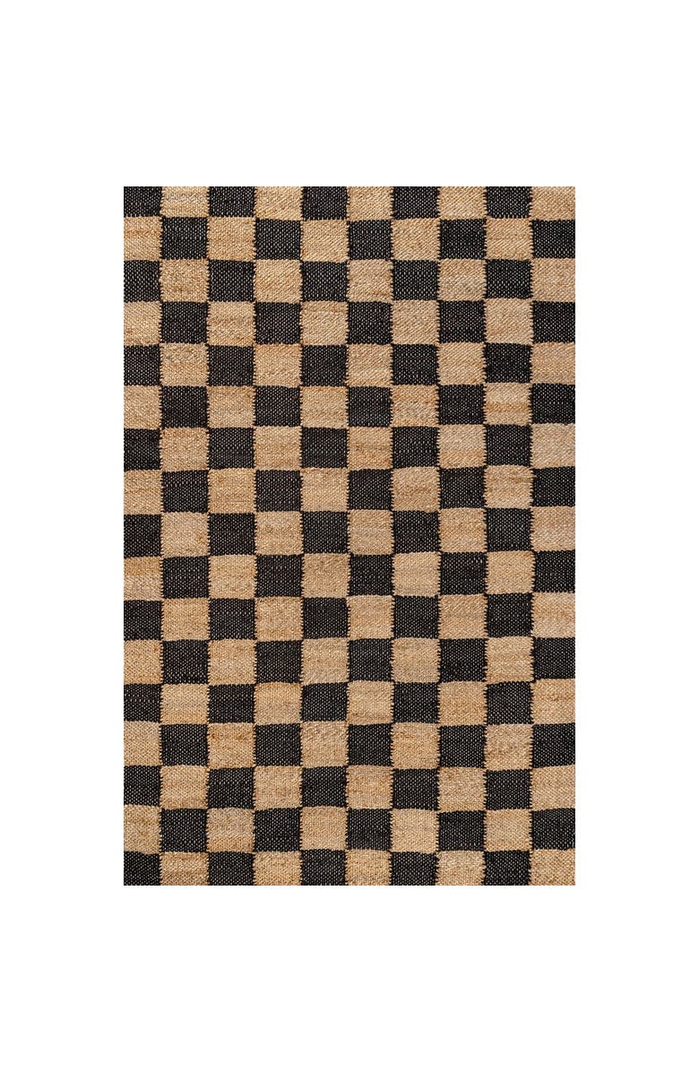 JONATHAN Y Theo Modern Farmhouse Woven Jute Checkerboard Area Rug, Main, color, Natural/Black