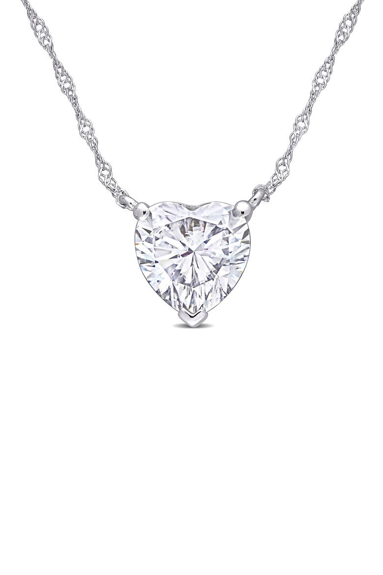 Heart Shape Lab Created Moissanite Pendant Necklace, Main, color, WHITE