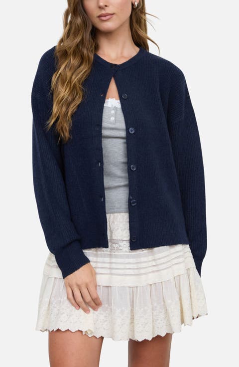 Ribbed Crewneck Cardigan