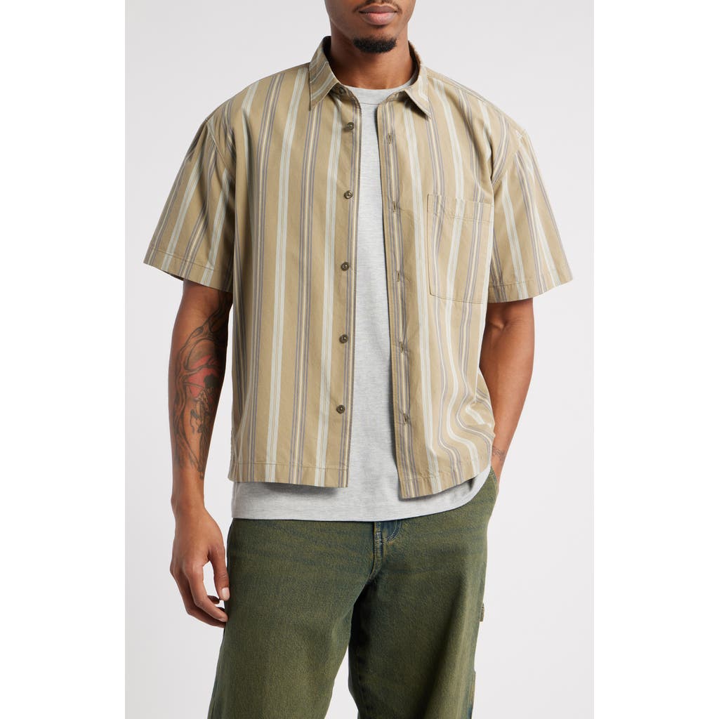 Bp. Boxy Camp Short Sleeve Button-up Cotton Shirt In Neutral