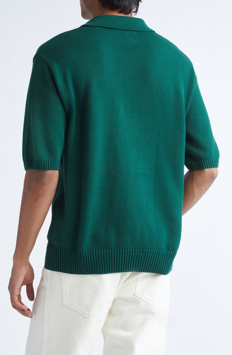 PALMES Embroidered Logo Organic Cotton Polo Sweater, Alternate, color, Dark Green