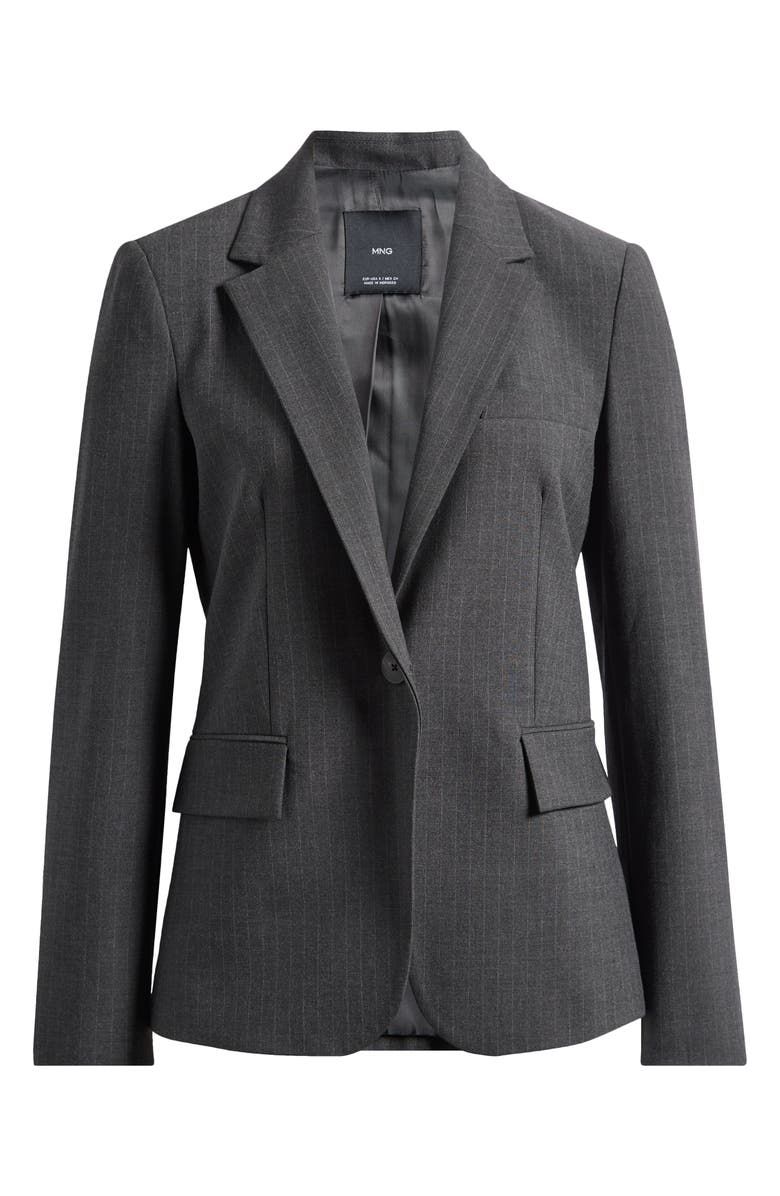 MANGO Pinstripe Suit Jacket, Alternate, color, Dark Heather Grey