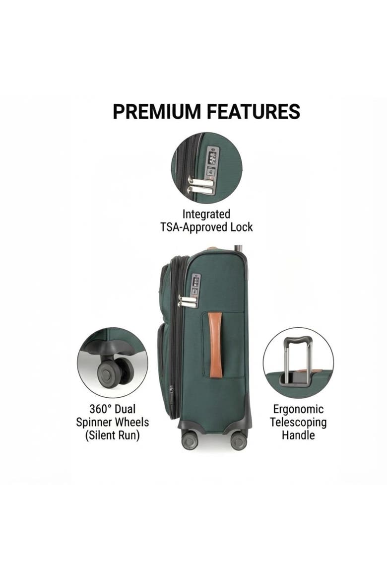 Montecito 3.0 Softside Expandable Luggage, 21" Carry-on, Alternate, color, Hunter Green