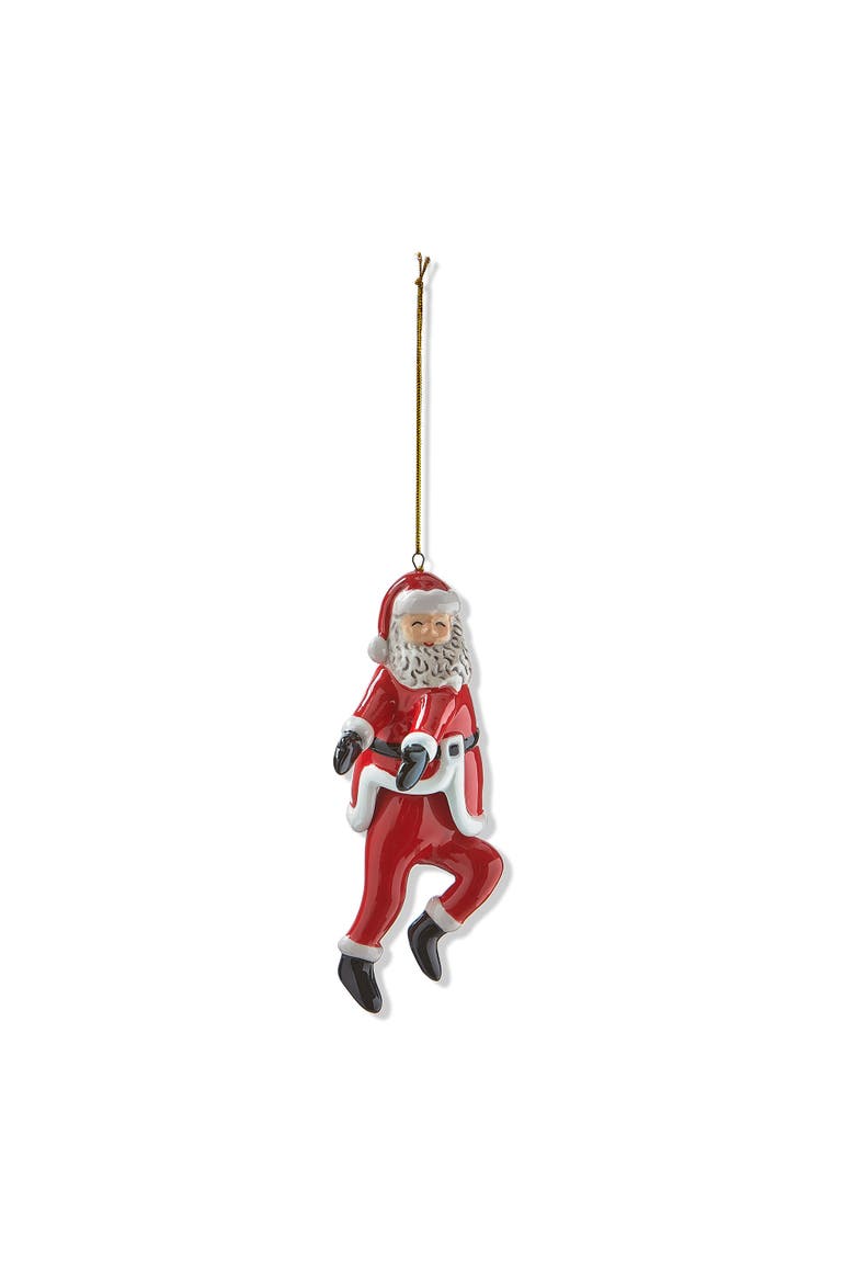 Dancing Santa Run Man Ceramic Christmas Tree Ornament Red, Main, color, Red