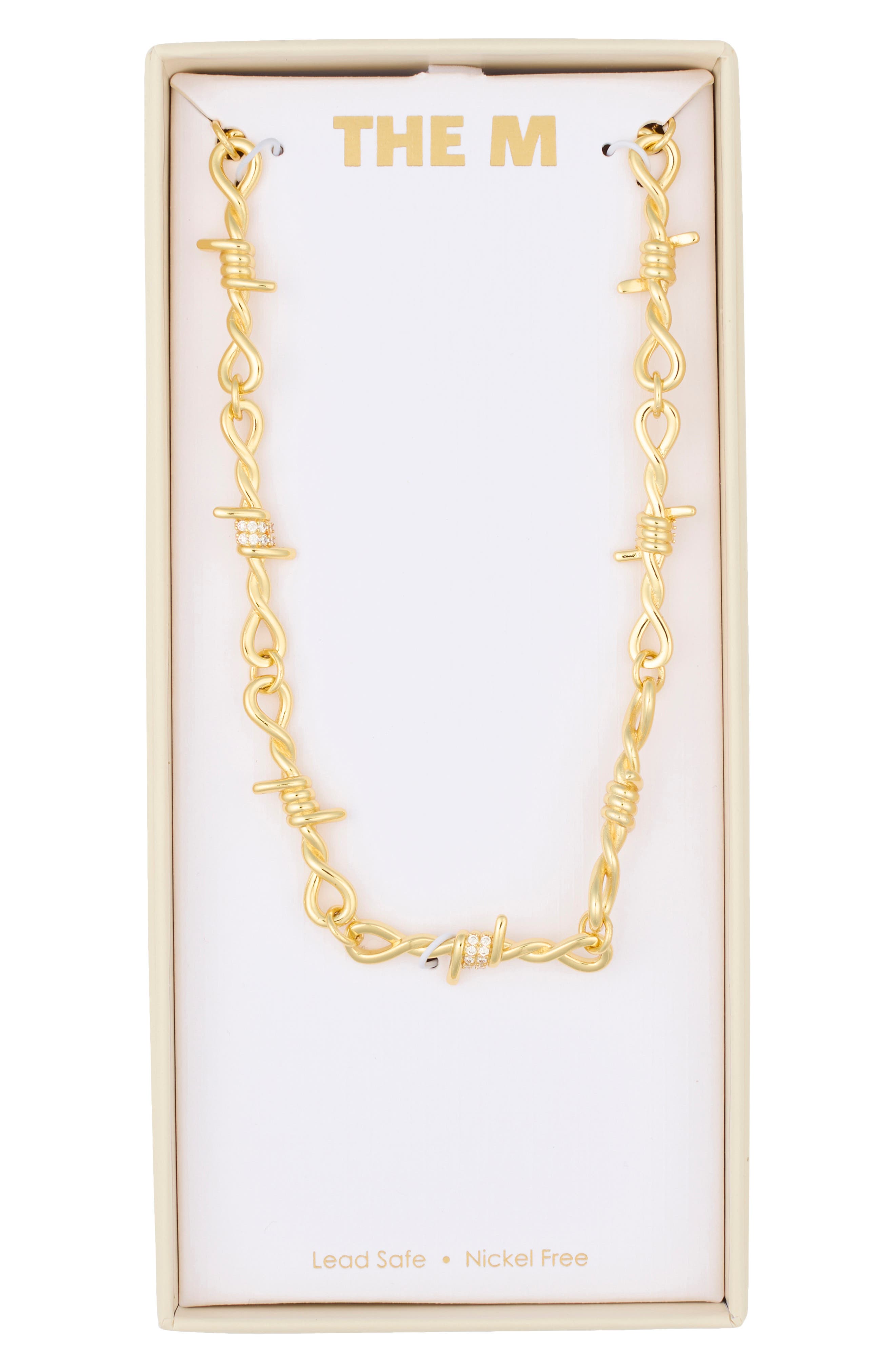 Bold Cubic Zirconia Barbwire Necklace