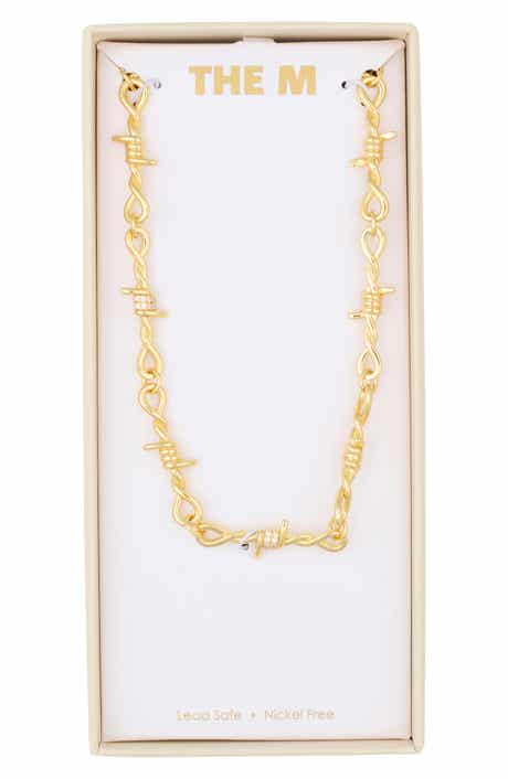 Bold Cubic Zirconia Barbwire Necklace