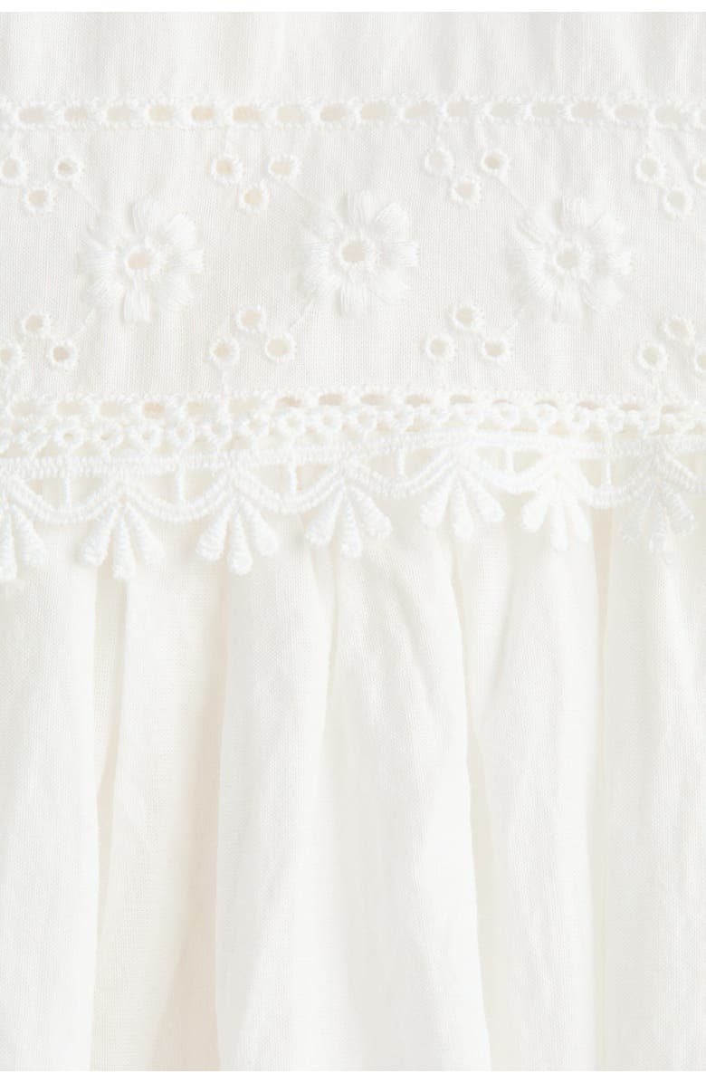 H&M Picot-trimmed Cotton Dress, Alternate, color, White
