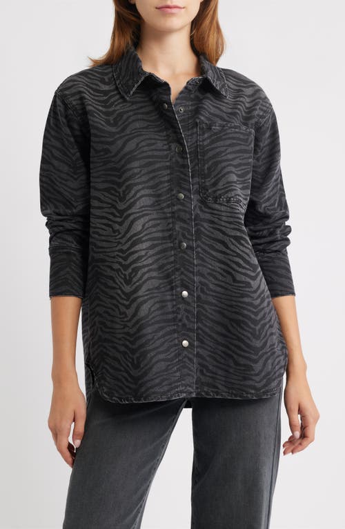 Ptcl Ainhoanon Zebra Print Denim Shacket In Black