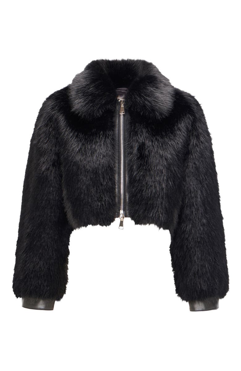 Lyla Grant Fur-Free Fox (Faux Fur) Zip Bolero, Alternate, color, Black/Black