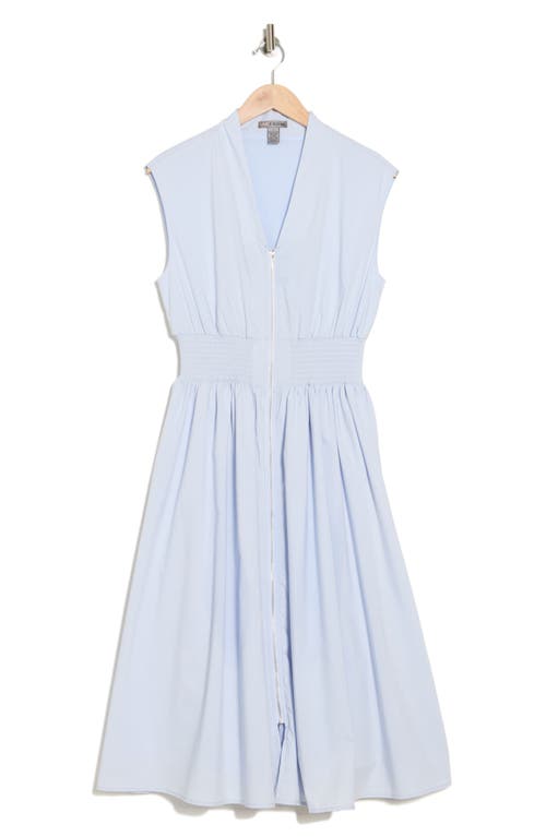 By Design Sable Zip Cotton Poplin Midi Dress In Halogen Blue