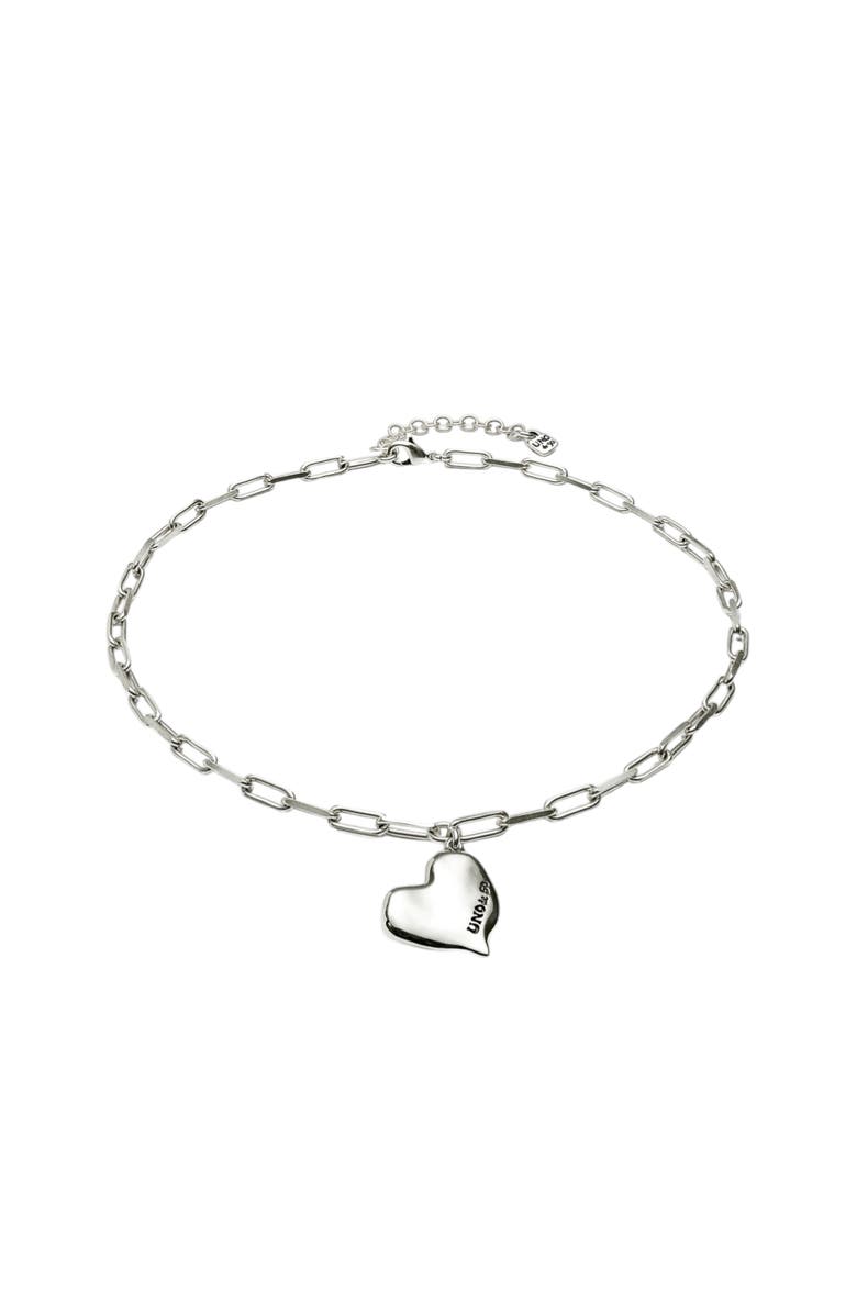 UNODE50 Medium Heart Link Necklace, Alternate, color, Silver
