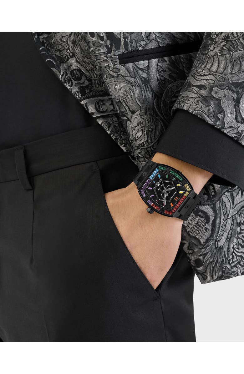 PHILIPP PLEIN Stainless Steel Watches The Hexagon Phantom Men, Alternate, color, Black/Multicolored