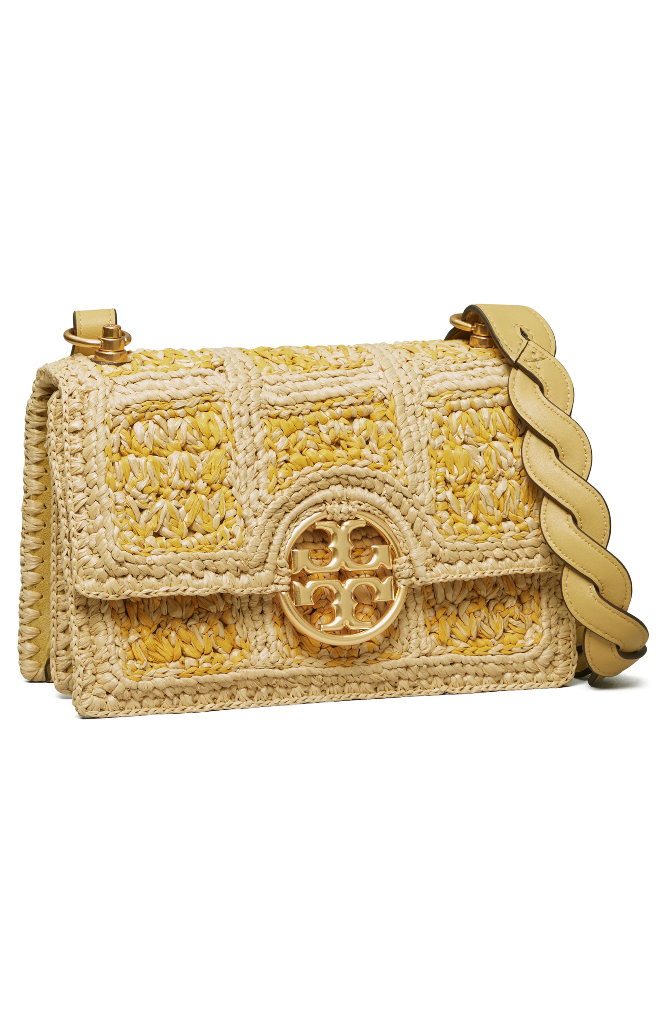 Tory Burch Miller Raffia Crochet Shoulder Bag, Alternate, color, 