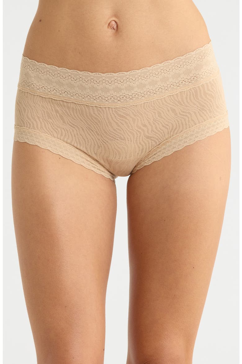 Allover Lace Hipster Briefs, Main, color, LATTE ZEBRA