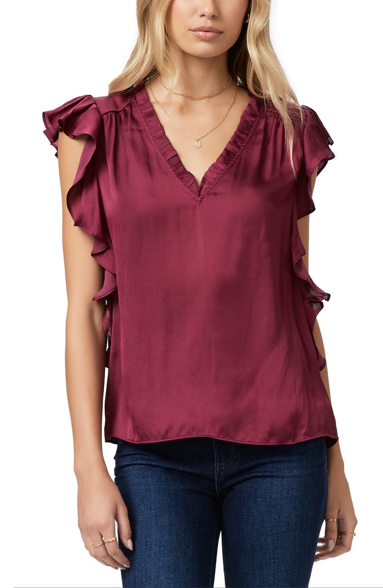 PAIGE Genie Ruffle Satin Blouse, Alternate, color, 